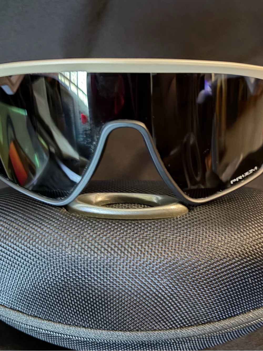 Oakley Men or Women Shield Sunglasses in White Frame with Black Lens
